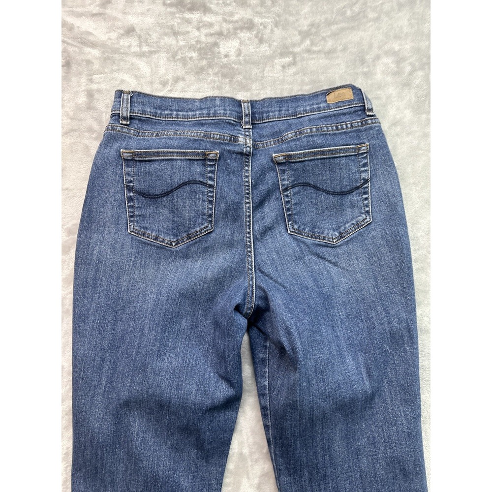 Lee Petites Womens Sz 12P Jeans Blue Relaxed Straight Leg Mid Rise Stretch Pants - Picture 9 of 10
